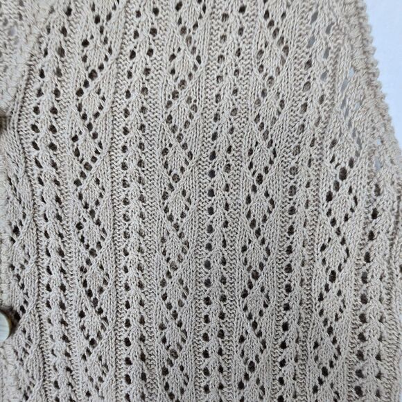 Valerie Stevens Women’s M Beige Linen Cotton Sleeveless Longline Cardigan Vest - Picture 7 of 14